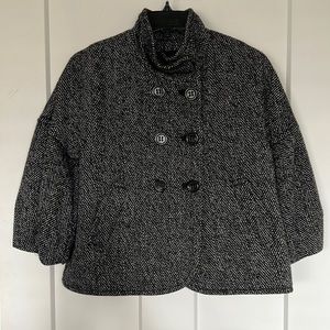 BCBGMaxAzria Double Breasted Crop Pea Coat Tweed Jacket